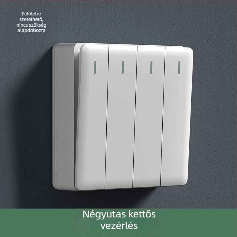 Felszínre szerelt falikapcsoló és konnektor panel, 86-os típusú nagy panel, ötlyukas és háromlyukas konnektor, 16 A, háztartási használatra