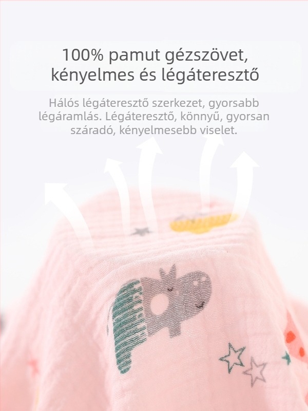 Pamut géz baba pizsama szett, hosszú ujjú, tavasz–ősz, könnyű otthoni viselet
