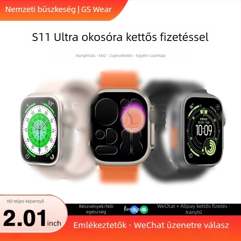 S11 Ultra okosóra Bluetooth hívásokkal, pulzusmérés, lépésszámláló és alvásfigyelés – kültéri sportóra