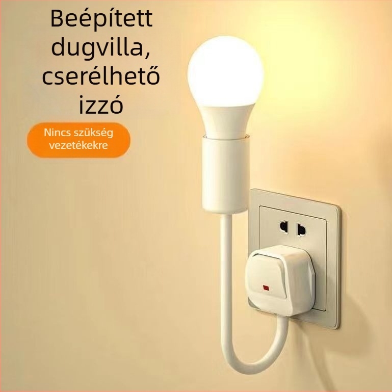 LED éjjeli lámpa az ágy melletti, dugaszolható, hálószobába való, energiatakarékos, ultra fényes, kapcsolóval