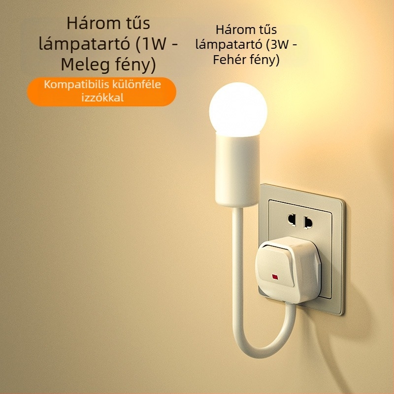 LED éjjeli lámpa az ágy melletti, dugaszolható, hálószobába való, energiatakarékos, ultra fényes, kapcsolóval