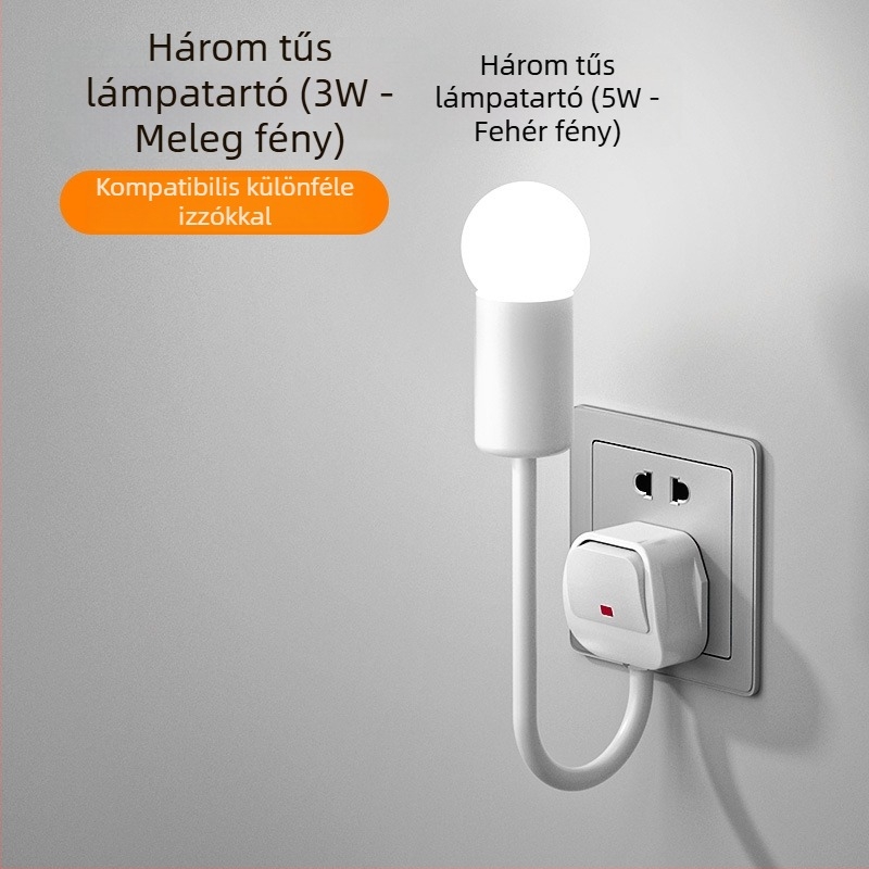 LED éjjeli lámpa az ágy melletti, dugaszolható, hálószobába való, energiatakarékos, ultra fényes, kapcsolóval