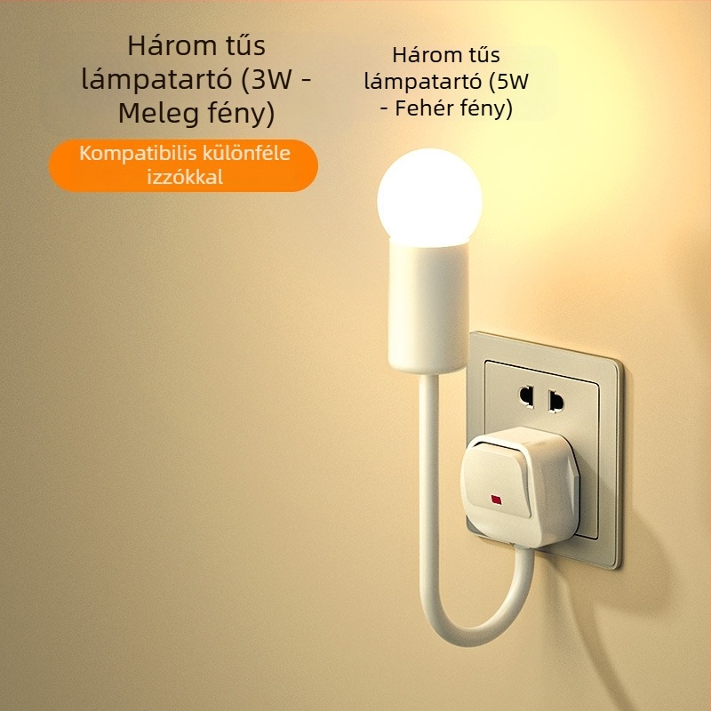 LED éjjeli lámpa az ágy melletti, dugaszolható, hálószobába való, energiatakarékos, ultra fényes, kapcsolóval