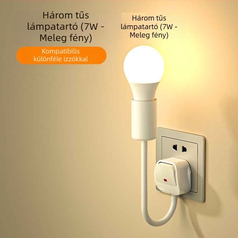 LED éjjeli lámpa az ágy melletti, dugaszolható, hálószobába való, energiatakarékos, ultra fényes, kapcsolóval