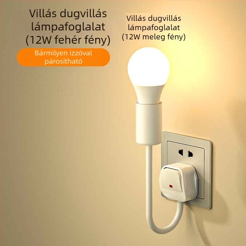 LED éjjeli lámpa az ágy melletti, dugaszolható, hálószobába való, energiatakarékos, ultra fényes, kapcsolóval