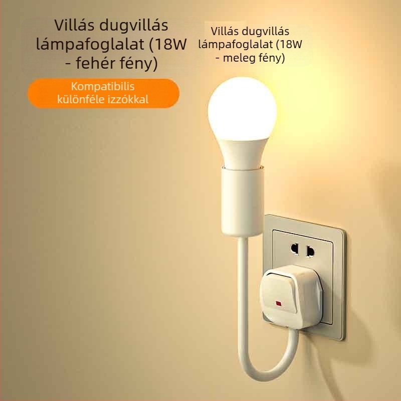 LED éjjeli lámpa az ágy melletti, dugaszolható, hálószobába való, energiatakarékos, ultra fényes, kapcsolóval