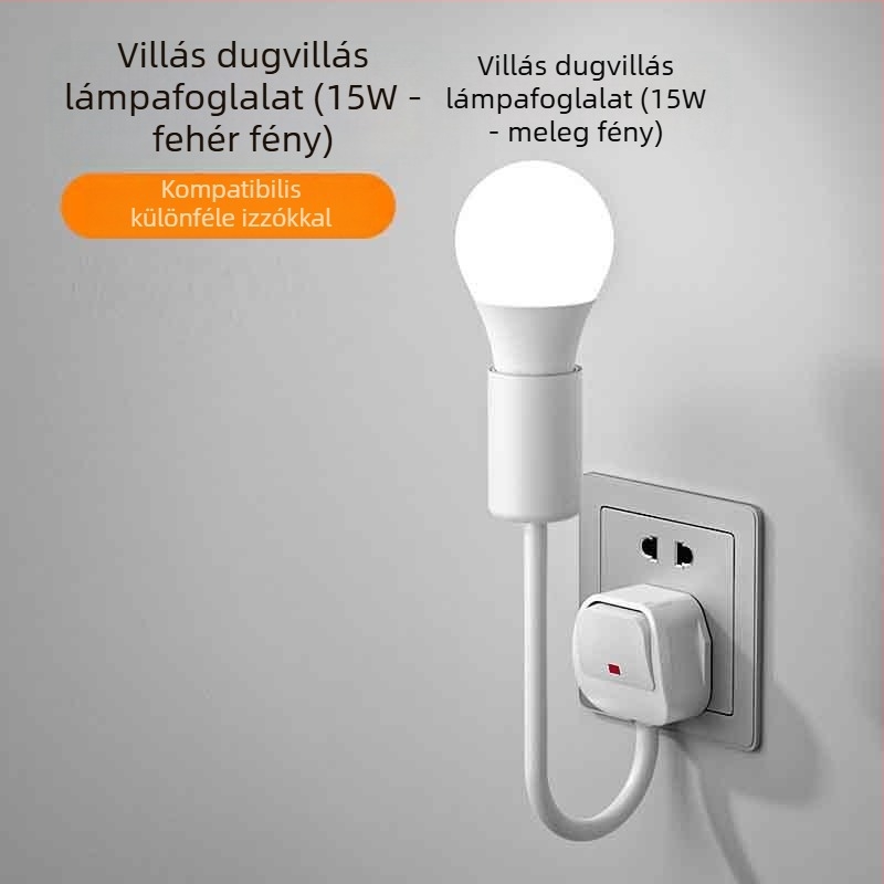LED éjjeli lámpa az ágy melletti, dugaszolható, hálószobába való, energiatakarékos, ultra fényes, kapcsolóval