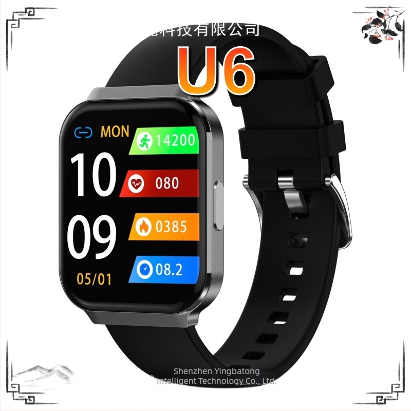 U6 okosóra alvásfigyeléssel, vércukor, pulzus, oxigén, vérnyomás, egészség és sport, Bluetooth hívások