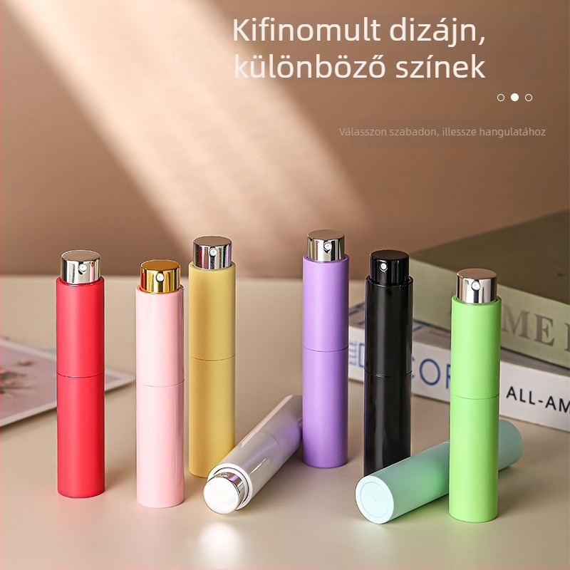 10 ml hordozható parfüm újratöltő palack forgó, kinyújtható szórófejjel – üres üveg