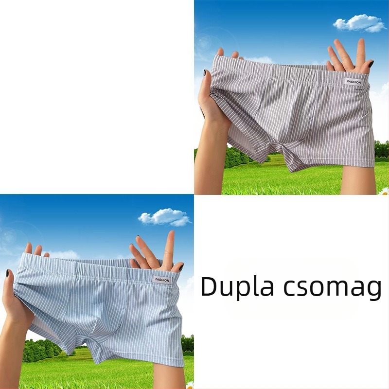 Férfi pamut boxeralsó, lélegző, csíkos mintázatú, középmagas derék, vékony fazon