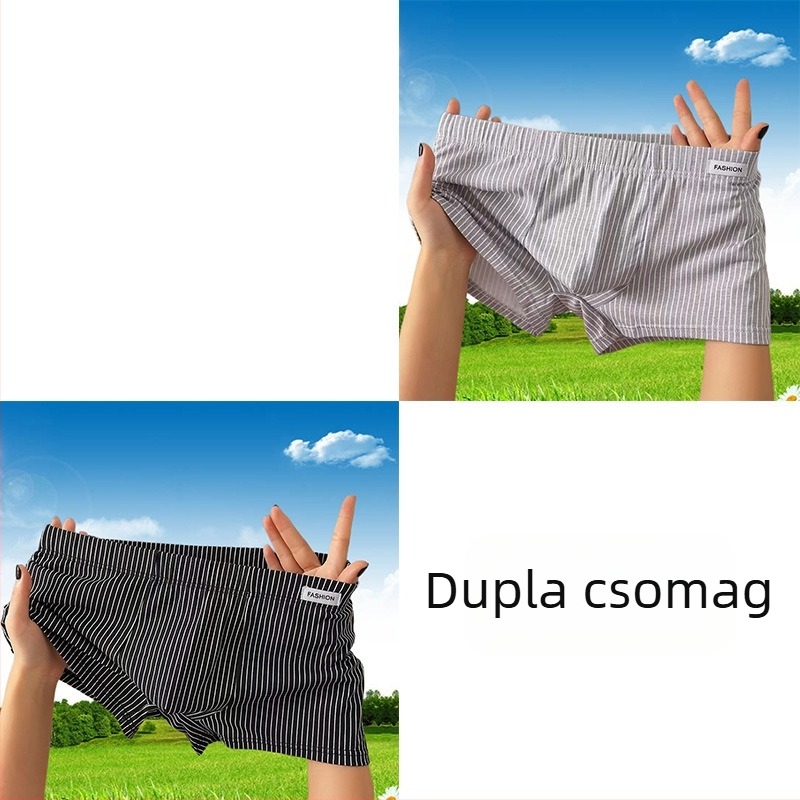 Férfi pamut boxeralsó, lélegző, csíkos mintázatú, középmagas derék, vékony fazon