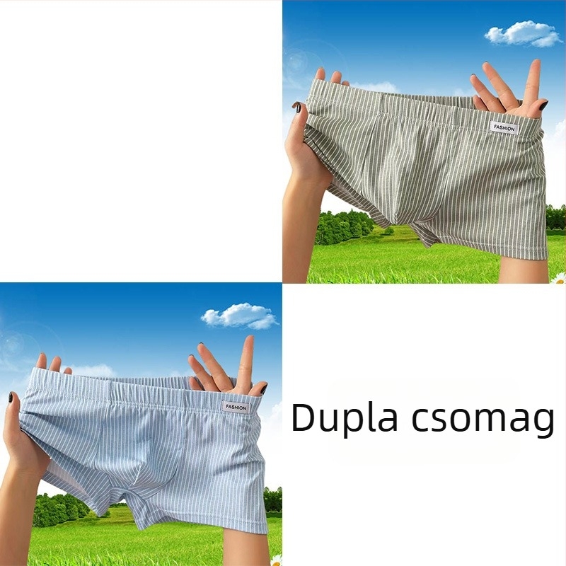 Férfi pamut boxeralsó, lélegző, csíkos mintázatú, középmagas derék, vékony fazon