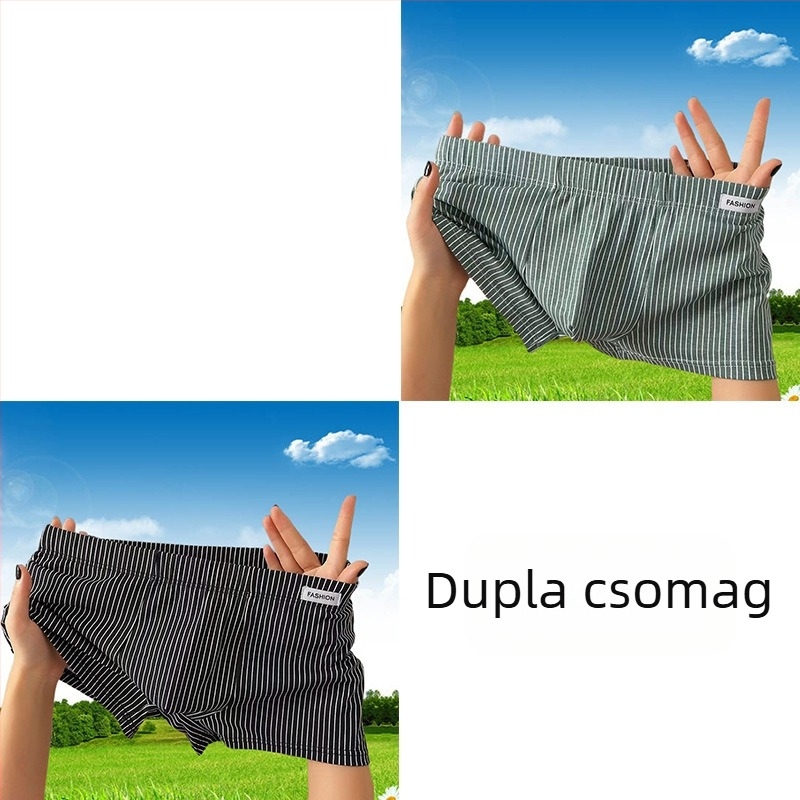Férfi pamut boxeralsó, lélegző, csíkos mintázatú, középmagas derék, vékony fazon