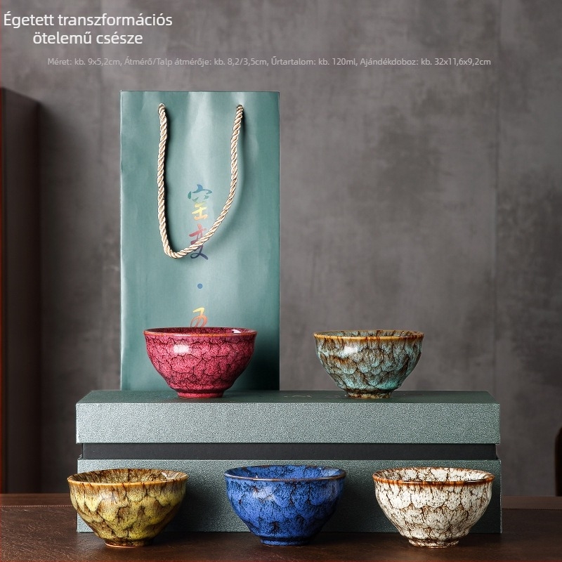 Nagy méretű, személyre szabott Kung Fu teáskészlet porcelán teáscsészékkel, öt elemmel, háztartási ajándékdoboz