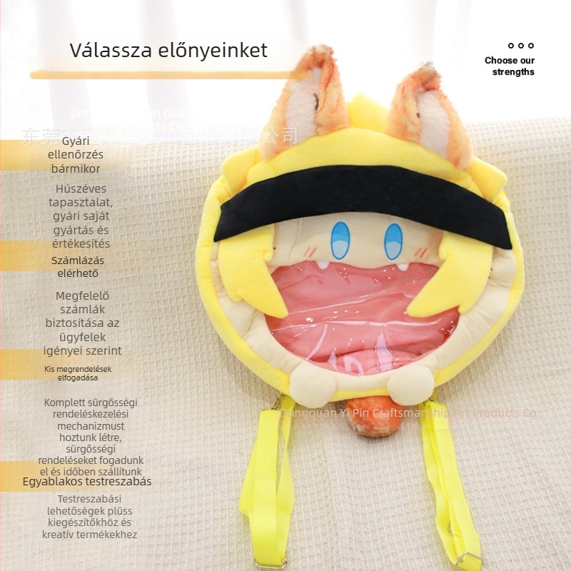 Plüss táska egyedi tervezésű, keresztpántos és hátizsák stílusú, állatmotívumú érmestáska, a képed alapján készített baba