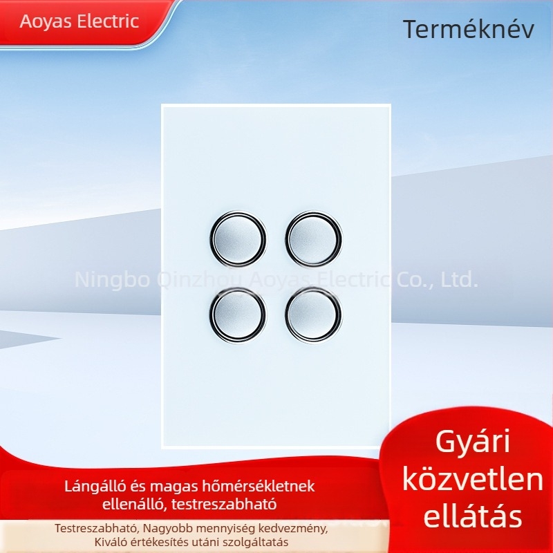 Üvegfal kapcsolópanel, Ausztrál SAA tanúsítvánnyal, 220-250V