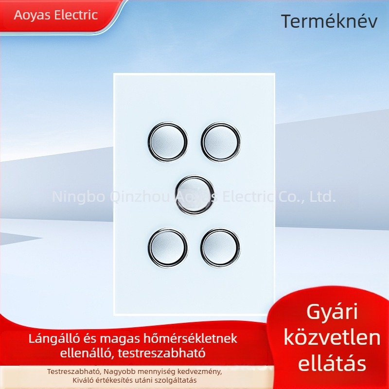 Üvegfal kapcsolópanel, Ausztrál SAA tanúsítvánnyal, 220-250V