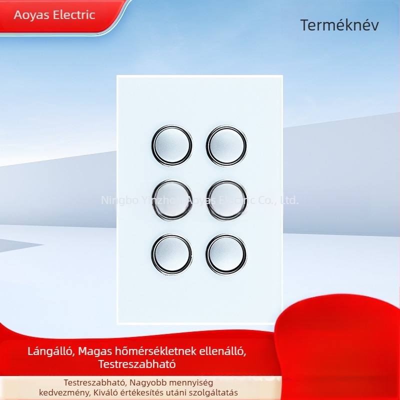 Üvegfal kapcsolópanel, Ausztrál SAA tanúsítvánnyal, 220-250V