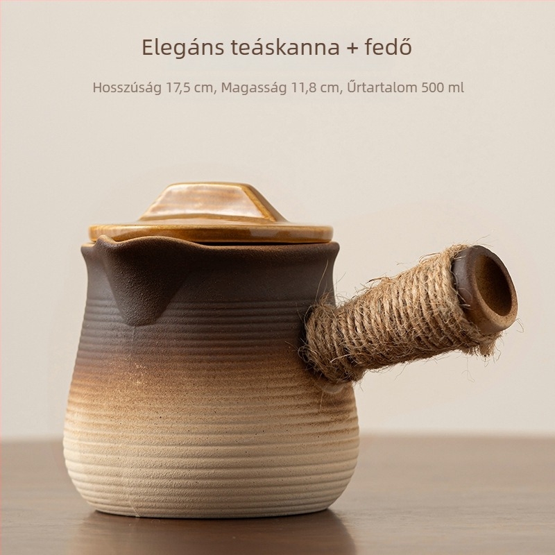 Beltéri teafőző készlet kerámia teáskannával, teljes készlet tea és tejtea előkészítéséhez, kültéri szénfűtésű tűzhely