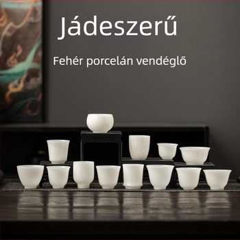 Fehér porcelán teás pohár, jég típusú mázzal, egyéni pohár gongfu teához, otthoni használatra