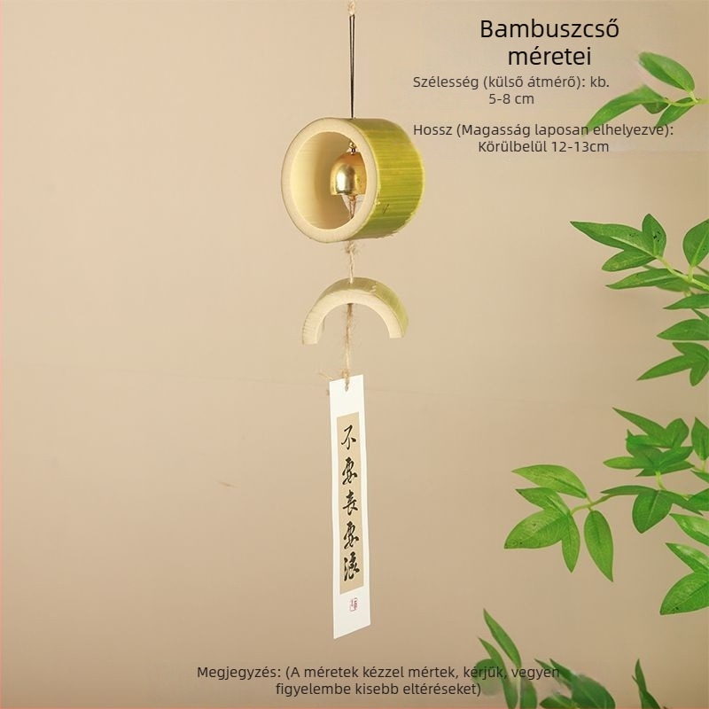 Kézzel készített bambusz szélharang, kötés és faragás, kínai stílusú dekoráció