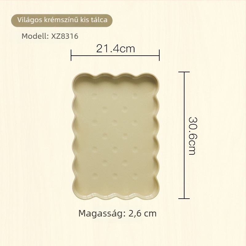 Melamin teás tálca — Téglalap alakú szolgáló tálca és kör alakú tároló tálca, letisztult nappali stílus