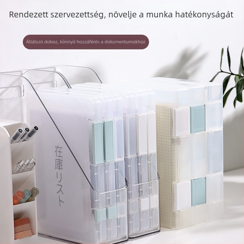 Porvédett A5/A4 dokumentumtároló doboz íróasztalhoz, csúszó fedéllel