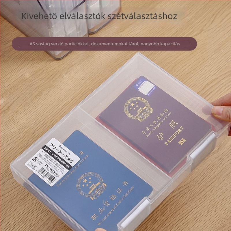 Porvédett A5/A4 dokumentumtároló doboz íróasztalhoz, csúszó fedéllel