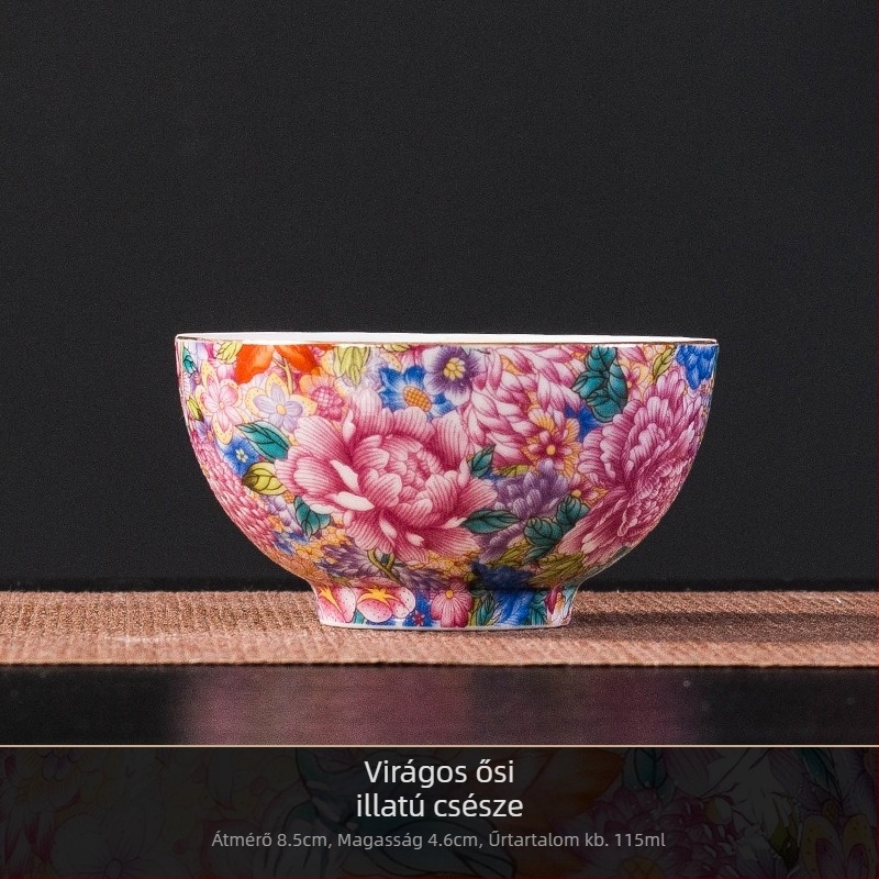Kiváló minőségű kínai stílusú porcelán teáskészlet e-mailes bevonattal: teáskanna, három részes fedeles edény és pasztell színű teáscsészék otthoni használatra