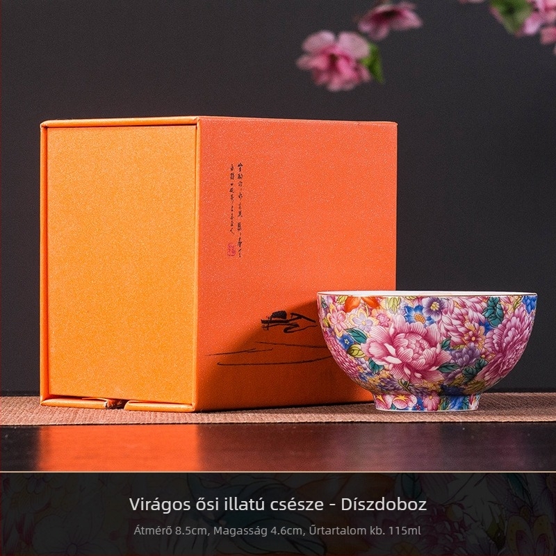 Kiváló minőségű kínai stílusú porcelán teáskészlet e-mailes bevonattal: teáskanna, három részes fedeles edény és pasztell színű teáscsészék otthoni használatra