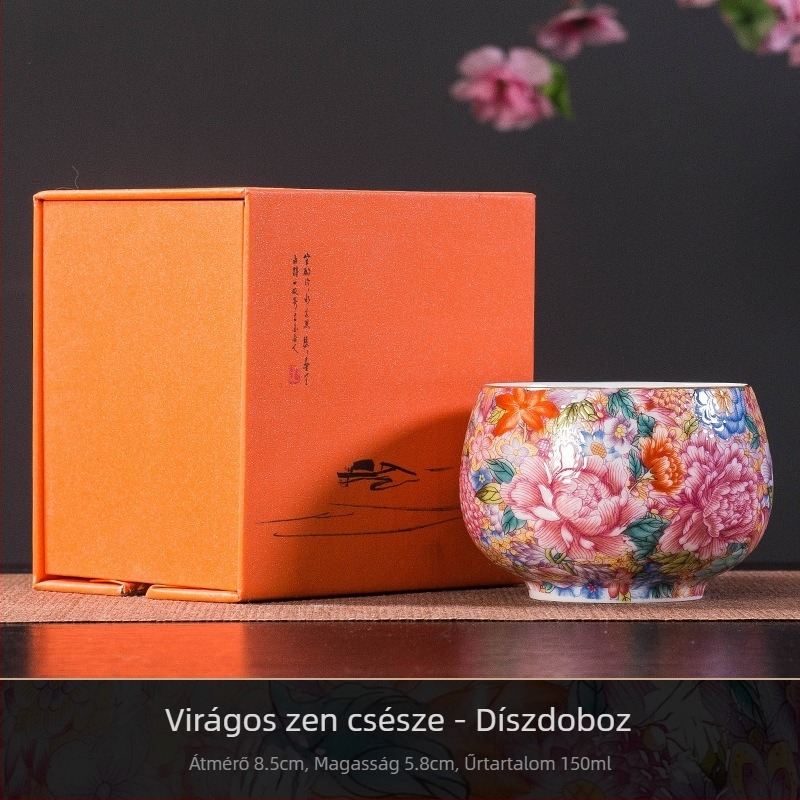 Kiváló minőségű kínai stílusú porcelán teáskészlet e-mailes bevonattal: teáskanna, három részes fedeles edény és pasztell színű teáscsészék otthoni használatra
