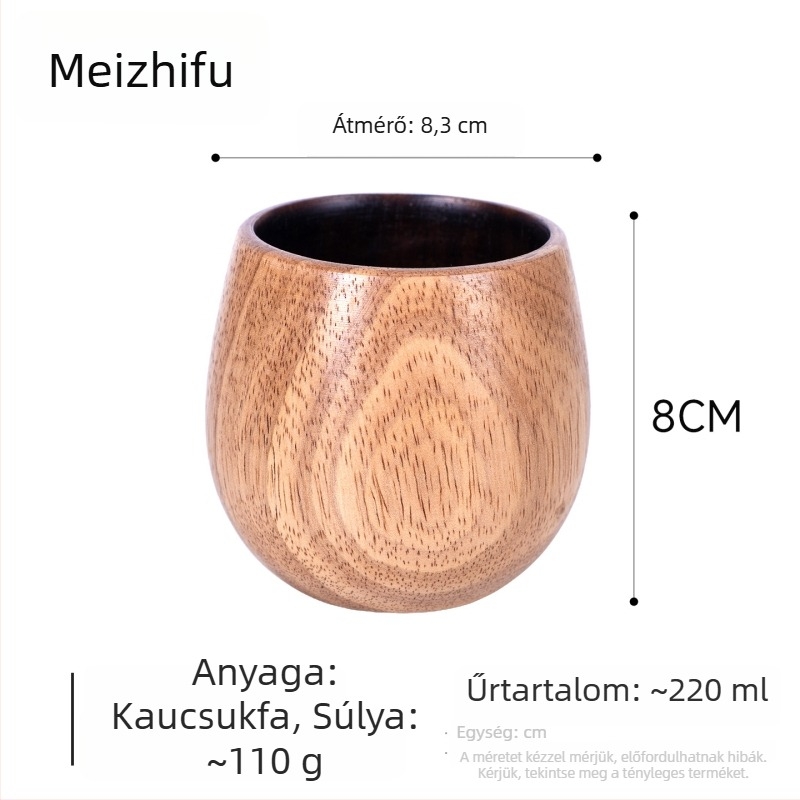 Fából készült teáscsésze nagy hasú kialakítással, kézzel készített, japán stílusú, motív Három Birodalom, otthoni vízcsésze
