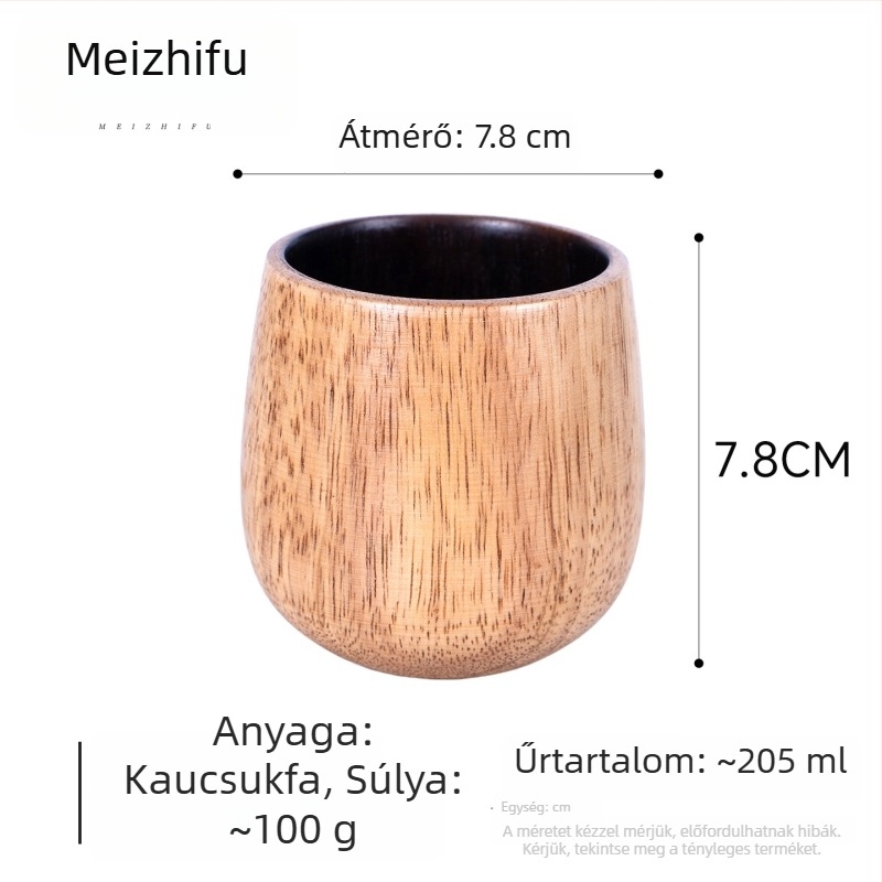 Fából készült teáscsésze nagy hasú kialakítással, kézzel készített, japán stílusú, motív Három Birodalom, otthoni vízcsésze