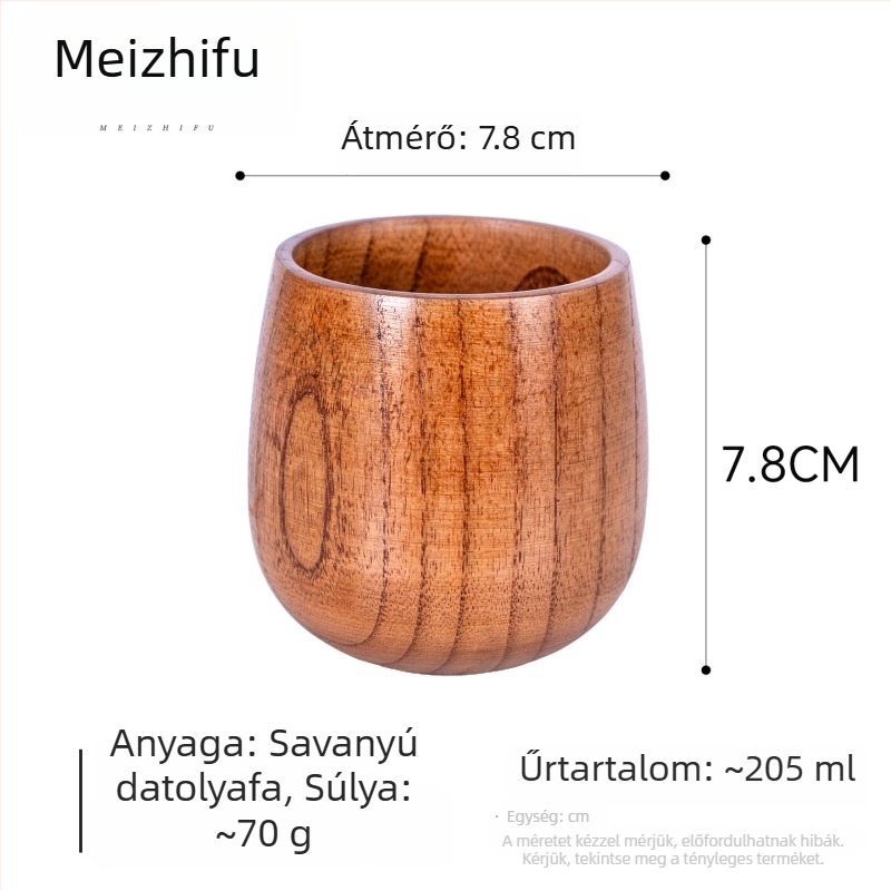Fából készült teáscsésze nagy hasú kialakítással, kézzel készített, japán stílusú, motív Három Birodalom, otthoni vízcsésze