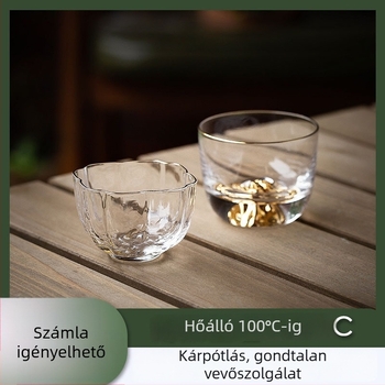 Japán stílusú kristály teáscsésze aranyozással, otthoni használatra – egyedi Gongfu teáscsésze