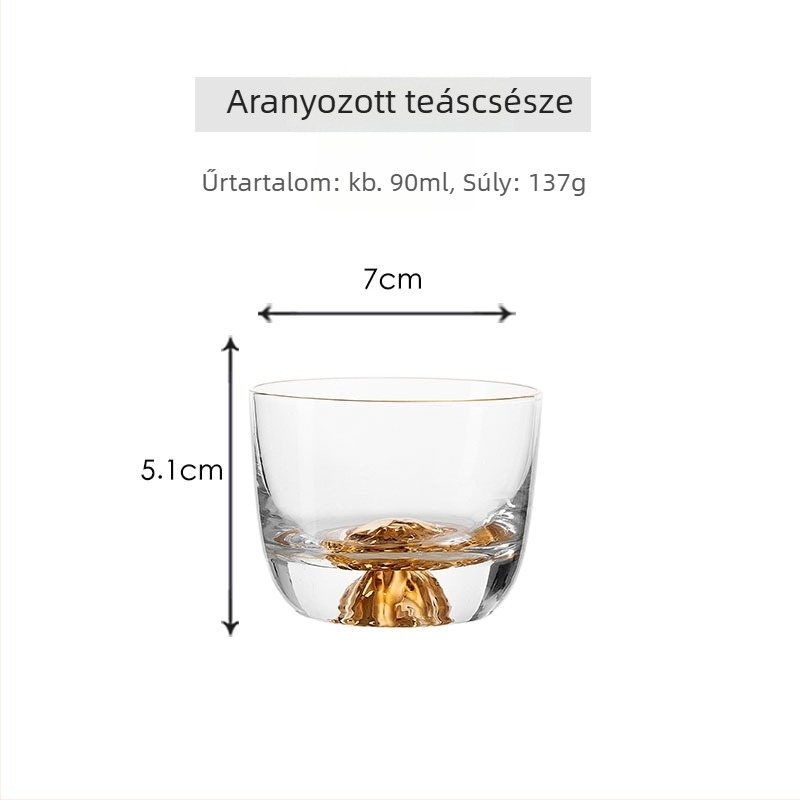 Japán stílusú kristály teáscsésze aranyozással, otthoni használatra – egyedi Gongfu teáscsésze