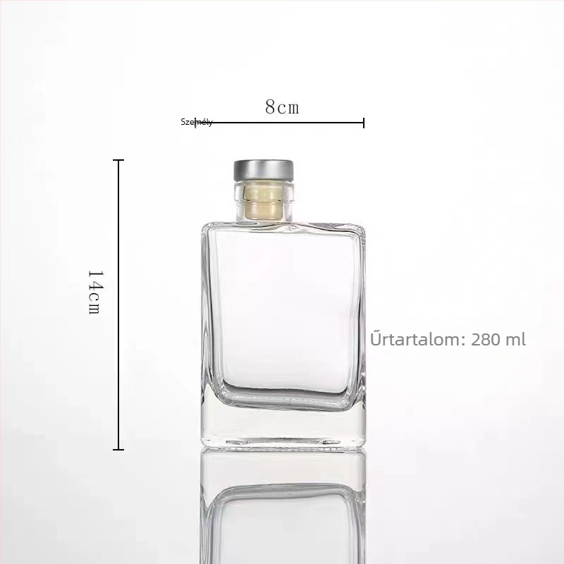 Üveg italos palack – gyümölcslé, bor és kávé számára; áttetsző vagy matt felület; 100–500 ml űrtartalmú; kupakok: fa, alumínium, parafa vagy polimer