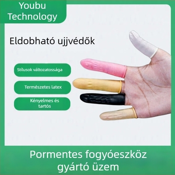 Latex ujjvédők, egyszer használatos, pormentes, antisztatikus, szépség- és tetováló műhelyekhez, fehér-beige