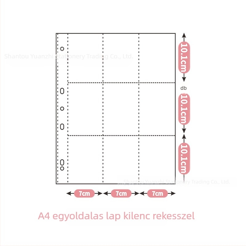 A4-es méretű bőrtokos kártyaalbum kilenc rekeszes rácsával, loose-leaf rendszerrel, hírességek memorabilia gyűjtésére, 50 oldal, logónyomtatás elérhető.