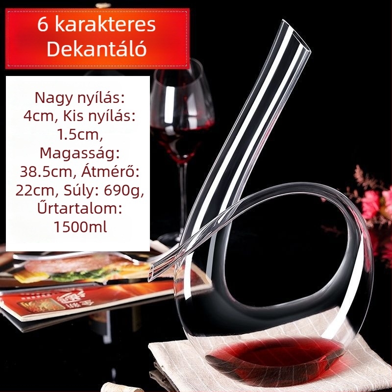 Kis gyors dekanter ólommentes kristályüvegből, vörösborhoz, európai stílusú, személyre szabott dekanter