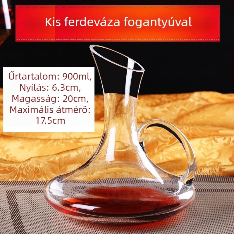 Kis gyors dekanter ólommentes kristályüvegből, vörösborhoz, európai stílusú, személyre szabott dekanter