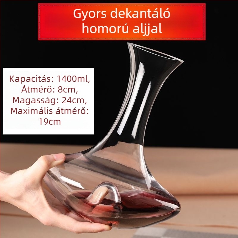 Kis gyors dekanter ólommentes kristályüvegből, vörösborhoz, európai stílusú, személyre szabott dekanter