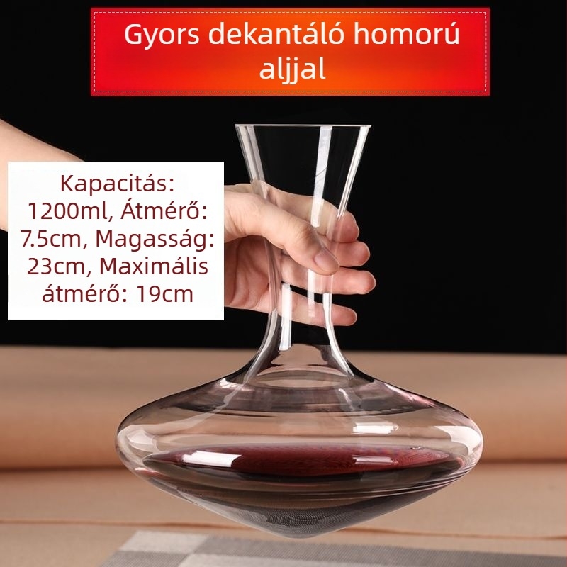 Kis gyors dekanter ólommentes kristályüvegből, vörösborhoz, európai stílusú, személyre szabott dekanter