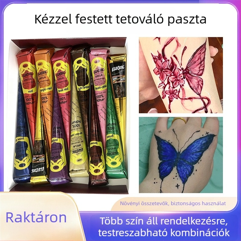 Henna tetoválás krém, növényi alapanyagokból, kézzel készített, félfedésű