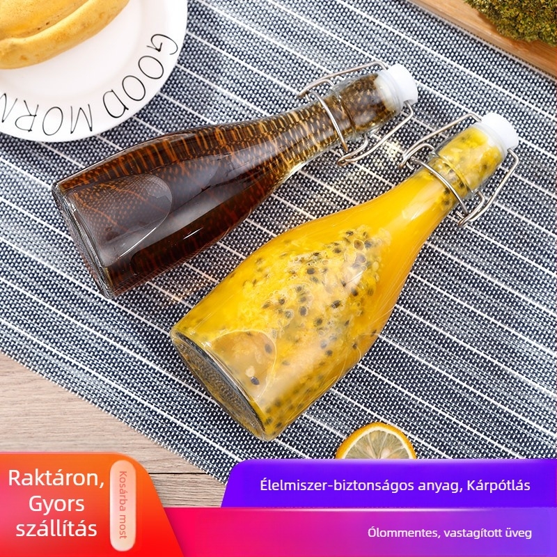 Üvegből készült házi sörfőzéshez való palack csatos kupakkal, többfunkciós italos üveg gyümölcsléhez, olajokhoz, 250–1000 ml