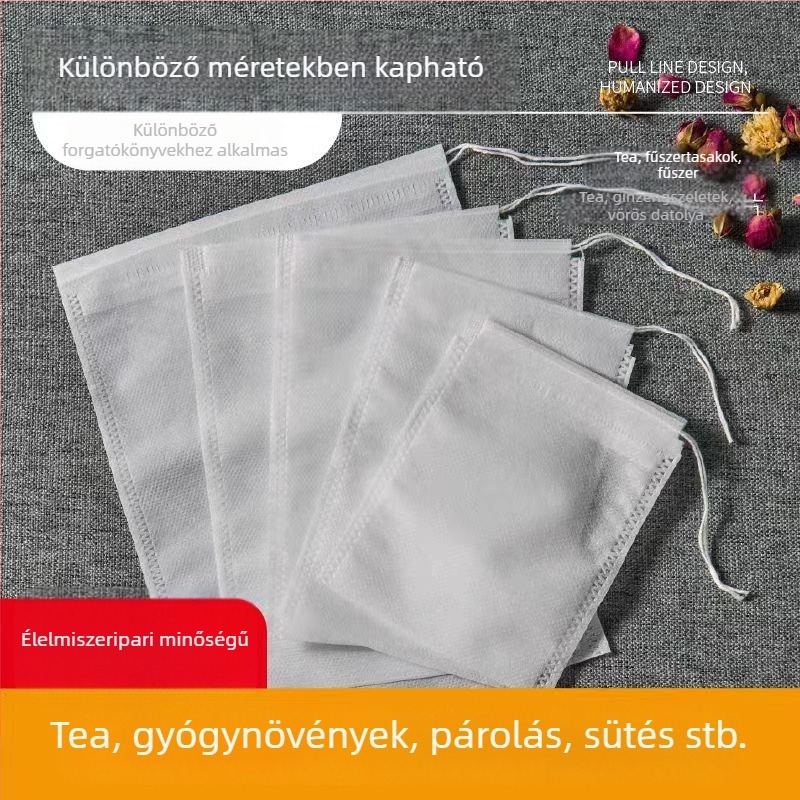 Egyszer használatos, nem szövött tea filterzsák, élelmiszer-biztonsági minőségű, teához, levesekhez és kínai gyógynövény-dekokciókhoz.