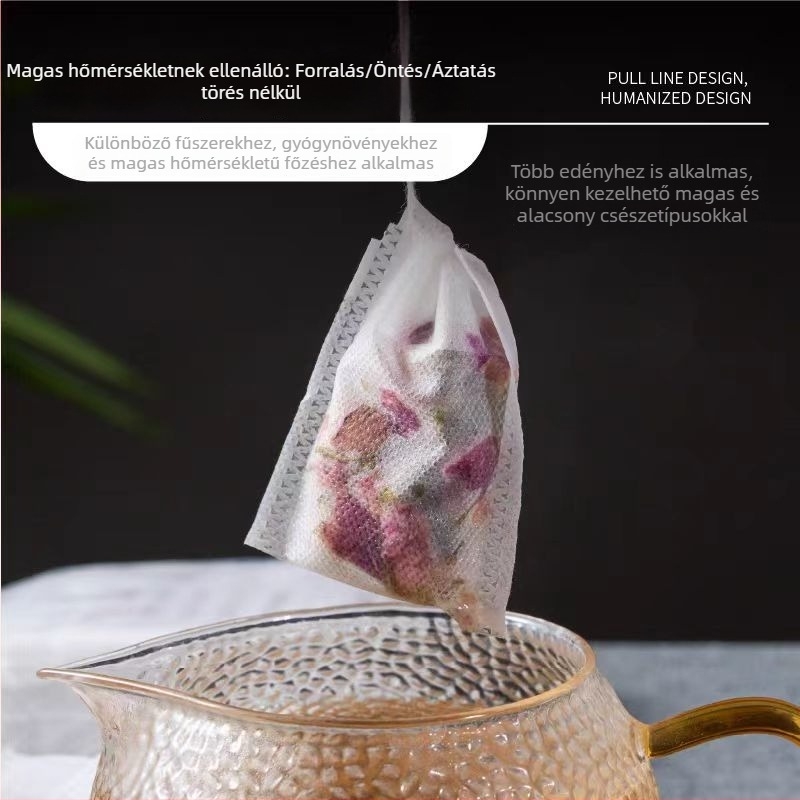 Egyszer használatos, nem szövött tea filterzsák, élelmiszer-biztonsági minőségű, teához, levesekhez és kínai gyógynövény-dekokciókhoz.