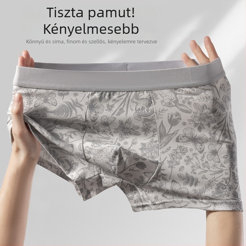 Új kínai stílusú férfi alsónemű antibakteriális mulberry selyem ágyékpanellel, lélegző, tiszta pamutból, középmagas derékvonal, boxer briefs