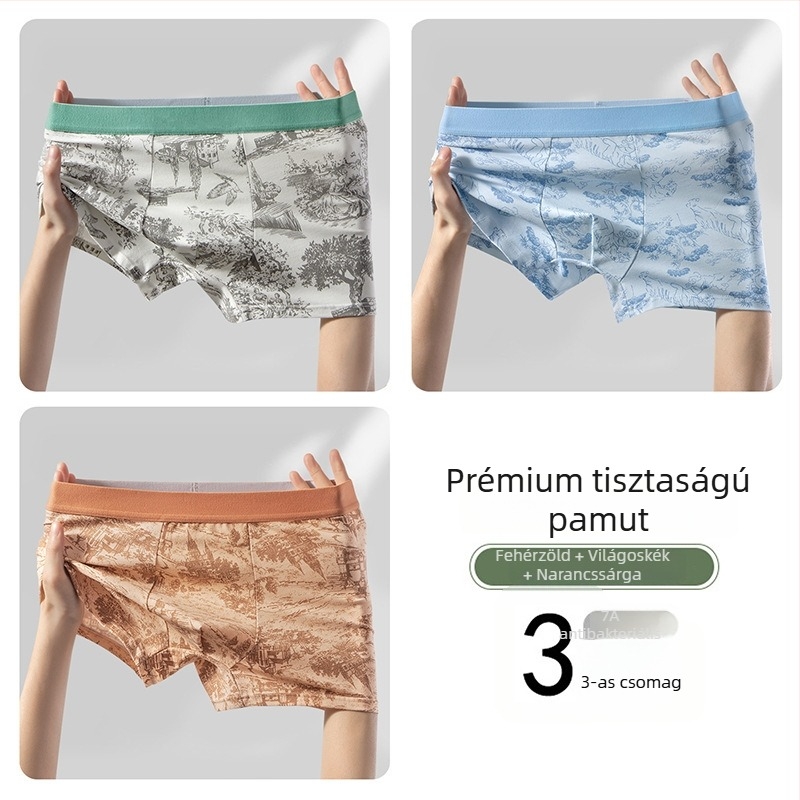 Új kínai stílusú férfi alsónemű antibakteriális mulberry selyem ágyékpanellel, lélegző, tiszta pamutból, középmagas derékvonal, boxer briefs