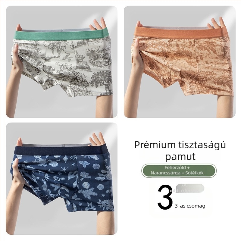 Új kínai stílusú férfi alsónemű antibakteriális mulberry selyem ágyékpanellel, lélegző, tiszta pamutból, középmagas derékvonal, boxer briefs
